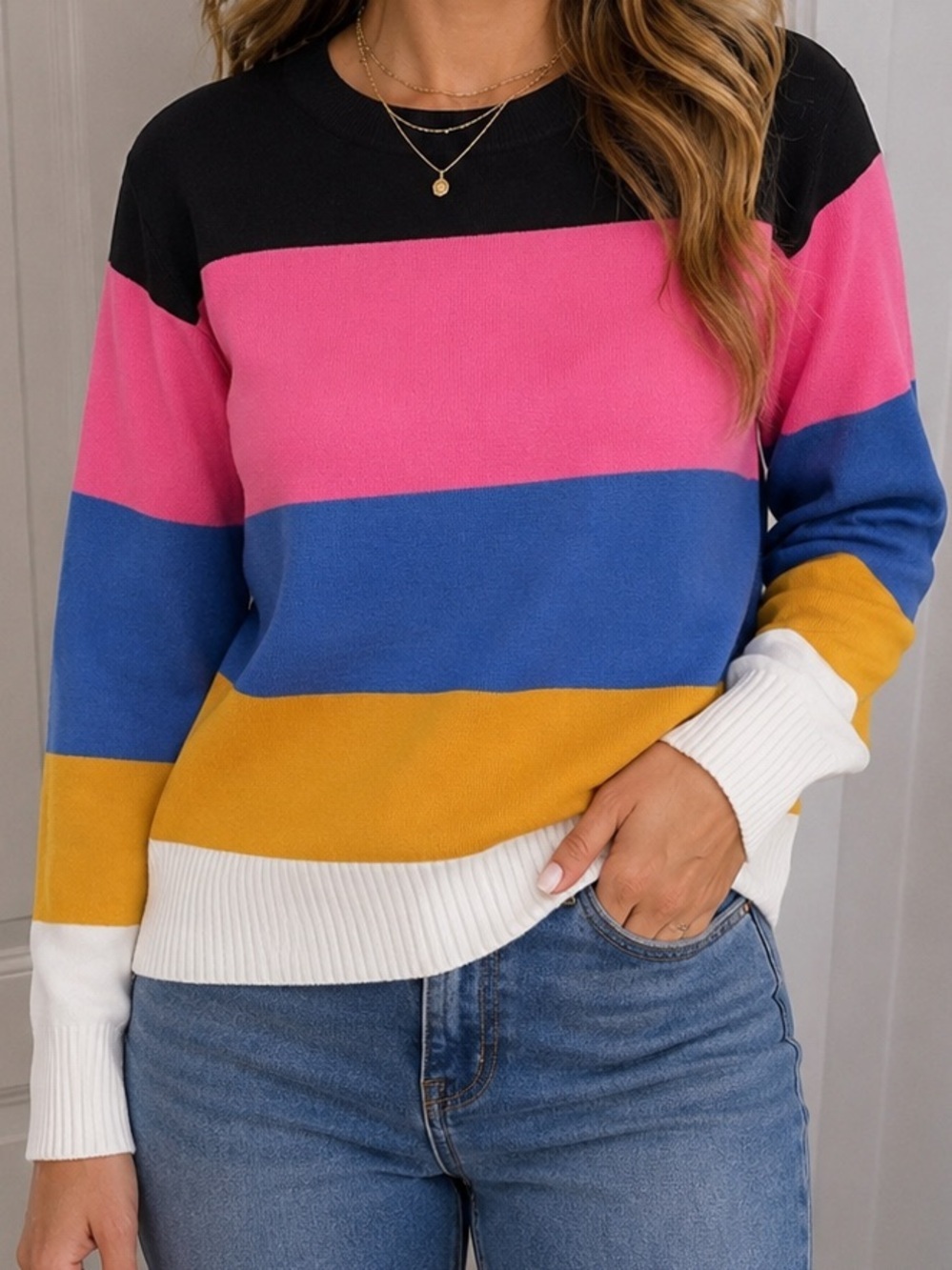 French Connection Colorblock Sweater Size S Bold Stripe Knit